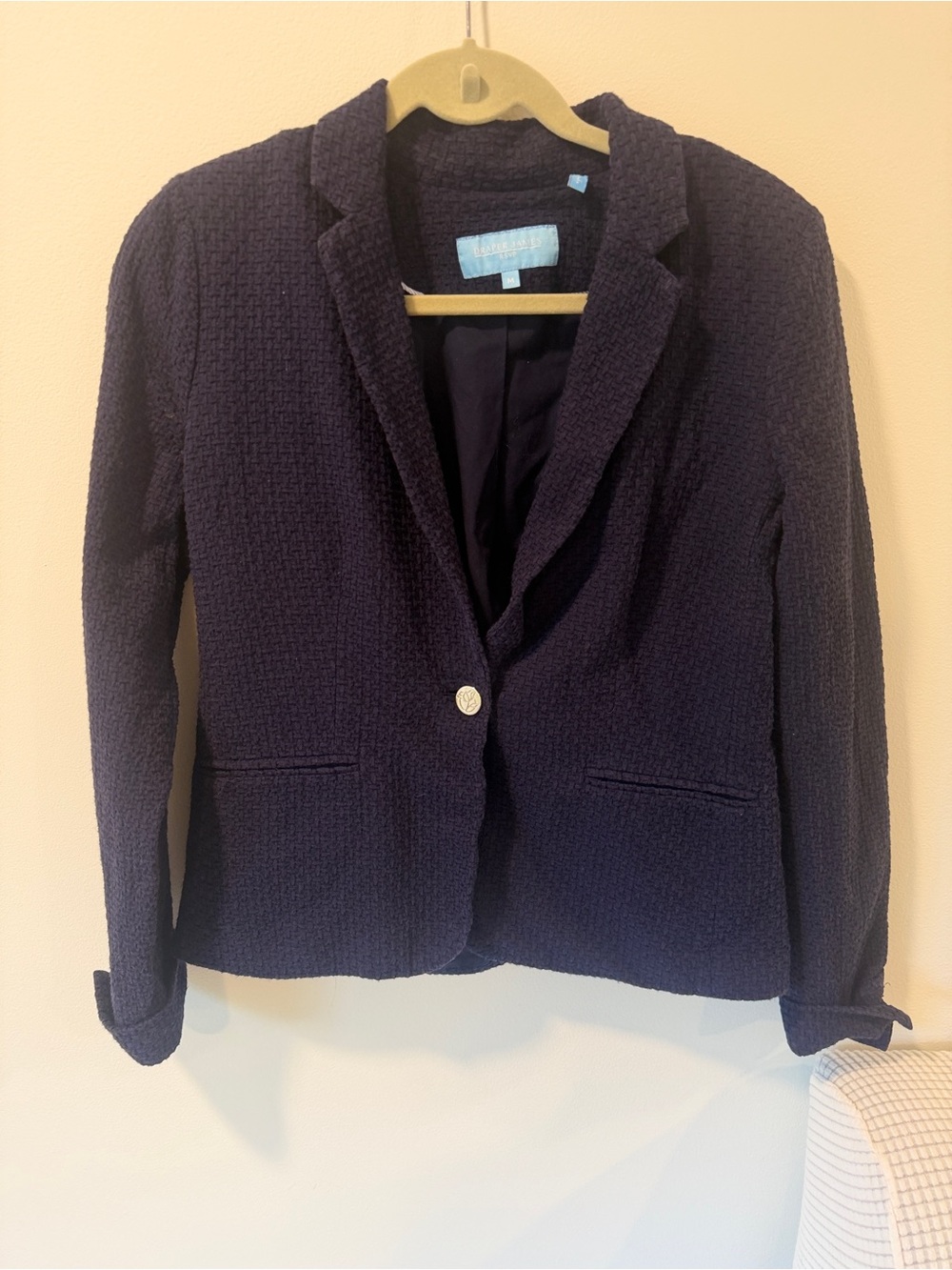 Draper James Navy Textured Knit Blazer